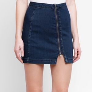 NWOT Free People Denim Front Zipper Skirt